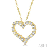 1 Ctw Heart Shape Round Cut Diamond Pendant With Chain in 14K Yellow Gold