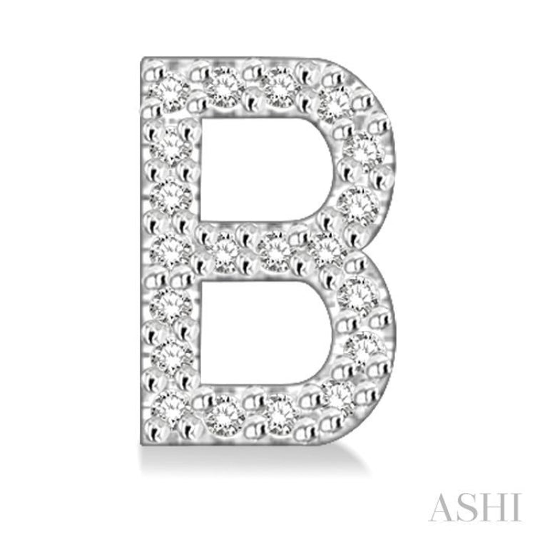 1/8 Ctw Initial 'B' Single Cut Diamond Earrings in 10K White Gold