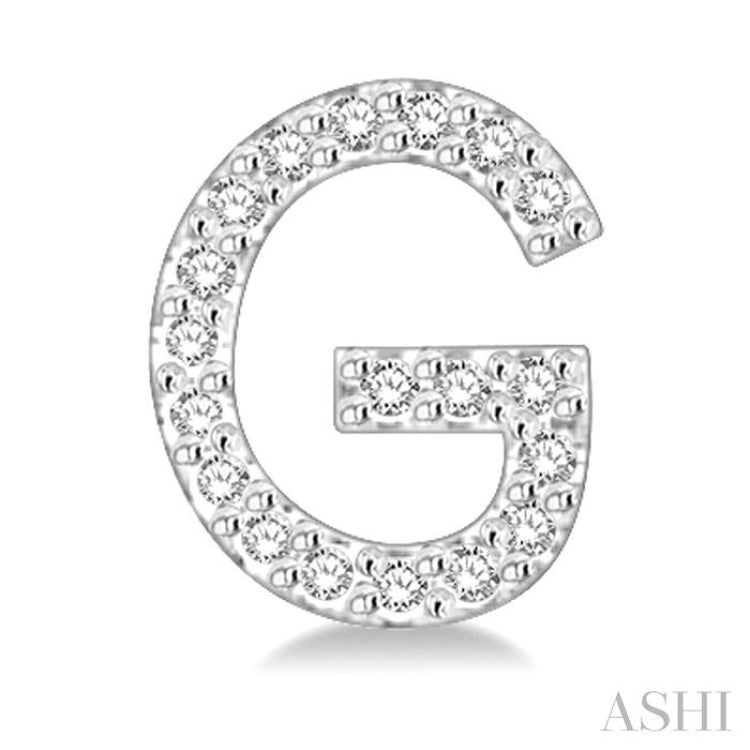 1/8 Ctw Initial 'G' Single Cut Diamond Earrings in 10K White Gold