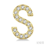 1/10 Ctw Initial 'S' Single Cut Diamond Earrings in 10K Yellow Gold