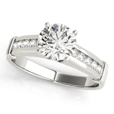 Silver Single Row Engagement Ring Channel Set