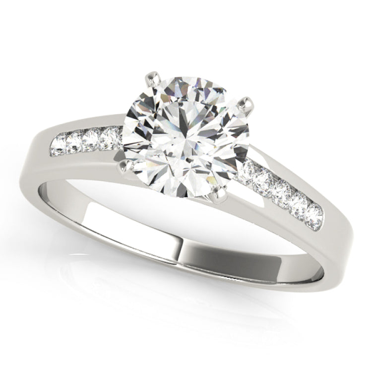 Silver Single Row Engagement Ring Channel Set