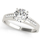 Silver Single Row Engagement Ring Channel Set