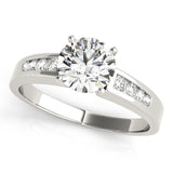 Silver Single Row Engagement Ring Channel Set