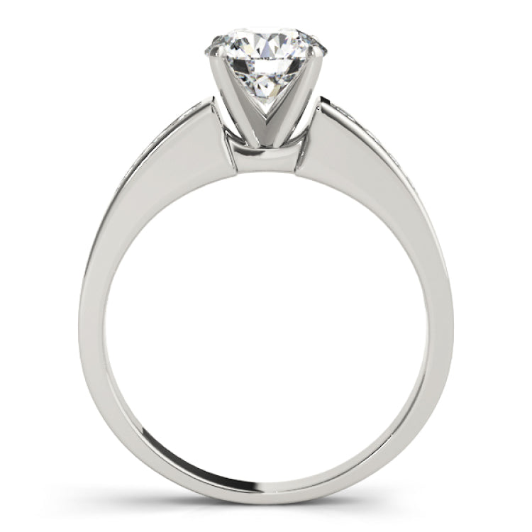 Silver Single Row Engagement Ring Channel Set