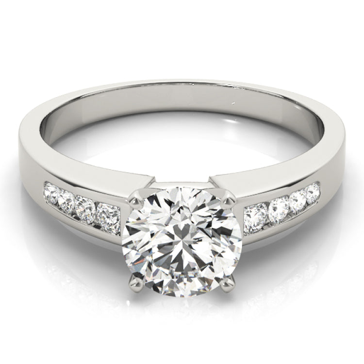 Silver Single Row Engagement Ring Channel Set