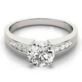 Silver Single Row Engagement Ring Channel Set