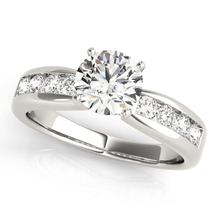 Silver Single Row Engagement Ring Channel Set