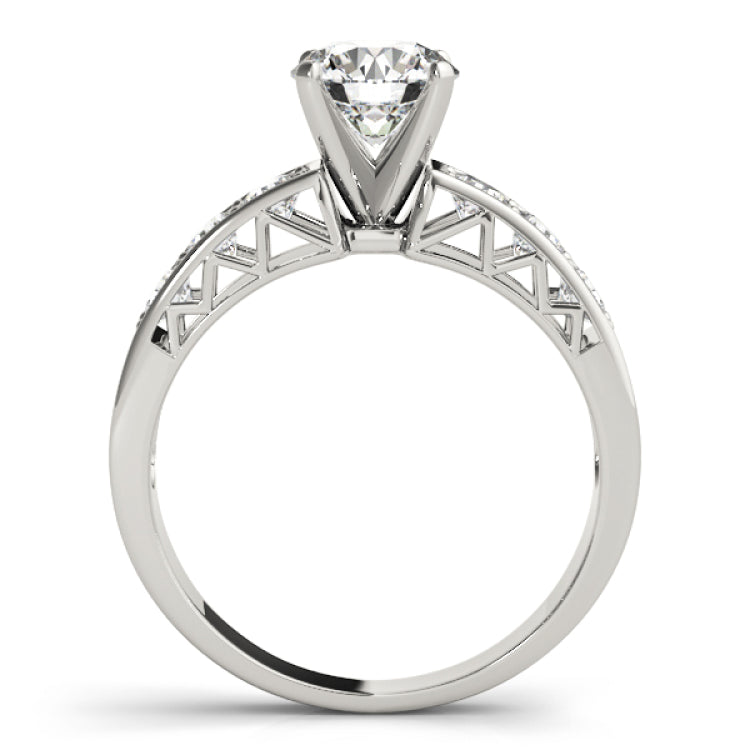 Silver Single Row Engagement Ring Channel Set