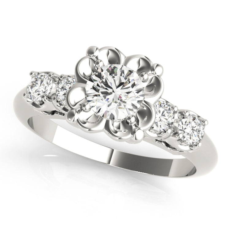 Silver Single Row Engagement Ring Prong Set