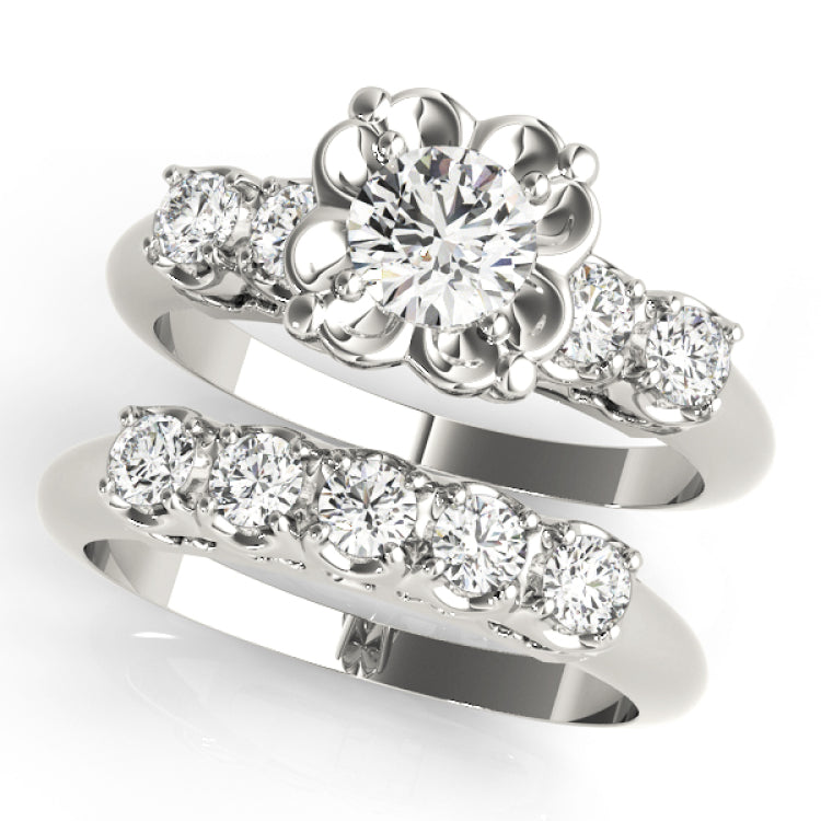 Silver Single Row Engagement Ring Prong Set