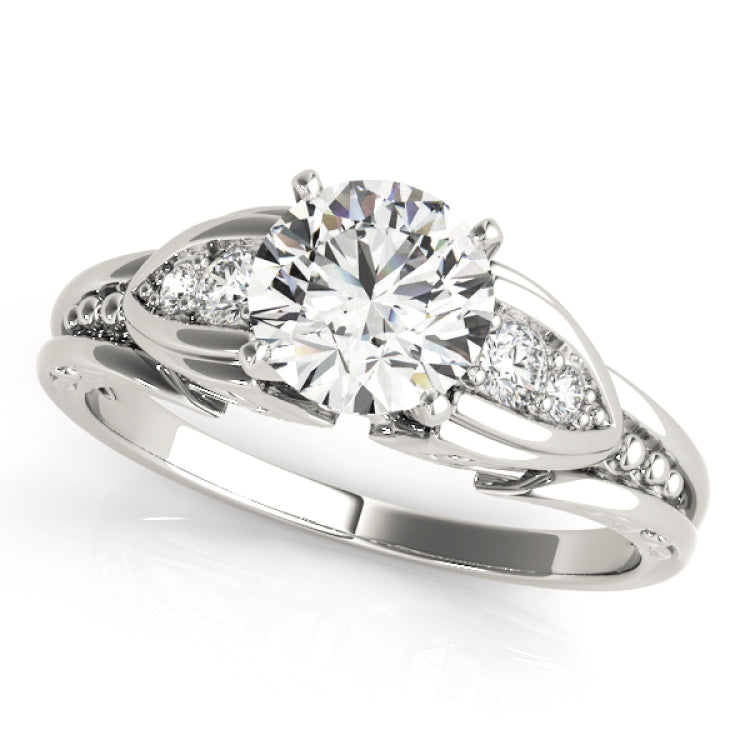 Silver Single Row Engagement Ring Prong Set
