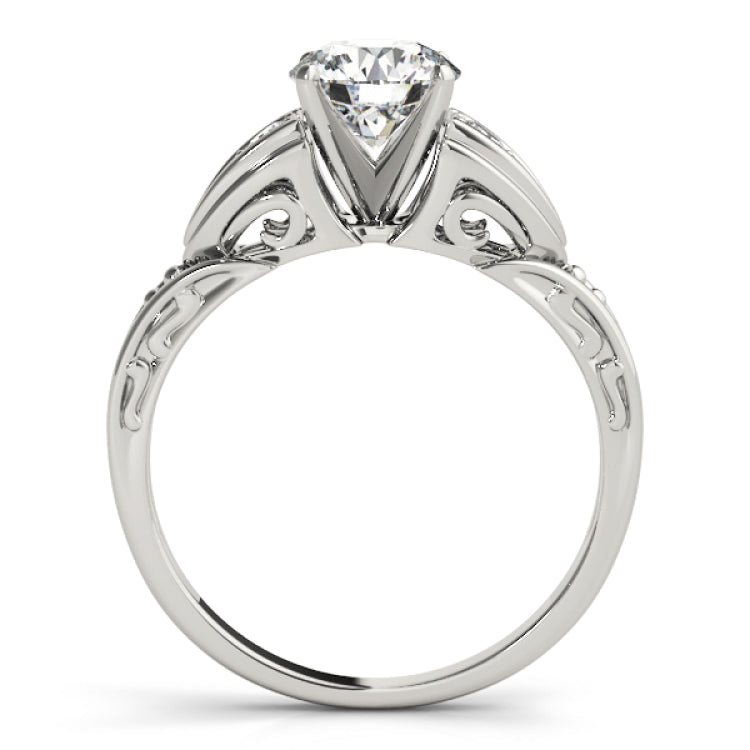 Silver Single Row Engagement Ring Prong Set