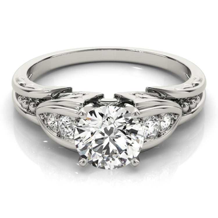 Silver Single Row Engagement Ring Prong Set