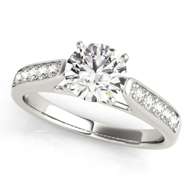 Silver Single Row Engagement Ring Channel Set