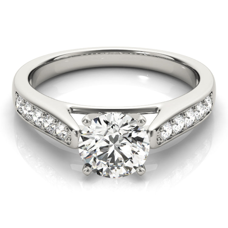 Silver Single Row Engagement Ring Channel Set