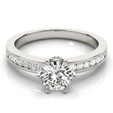 Silver Single Row Engagement Ring Channel Set