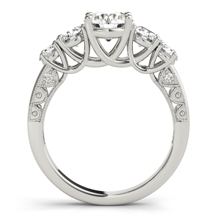 Silver Single Row Engagement Ring Prong Set