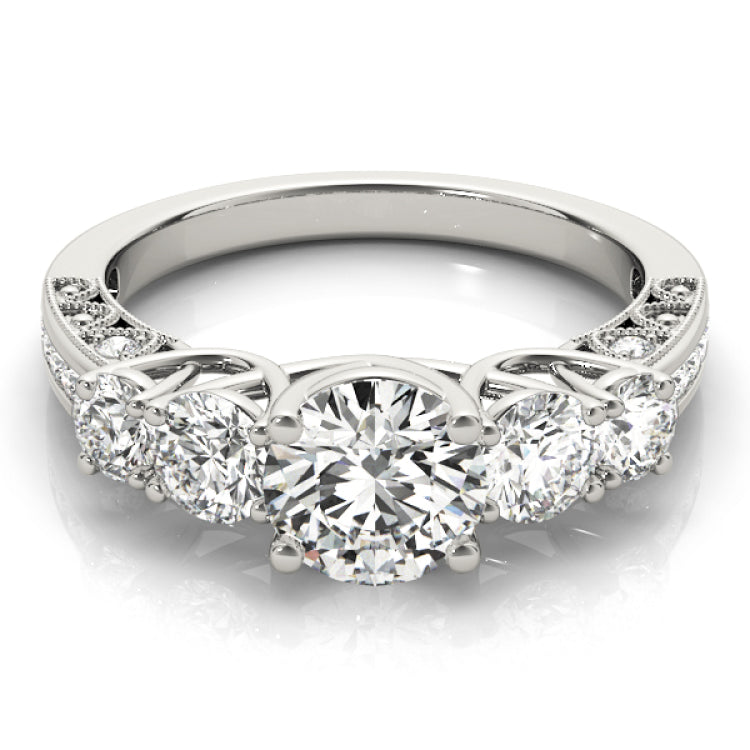 Silver Single Row Engagement Ring Prong Set