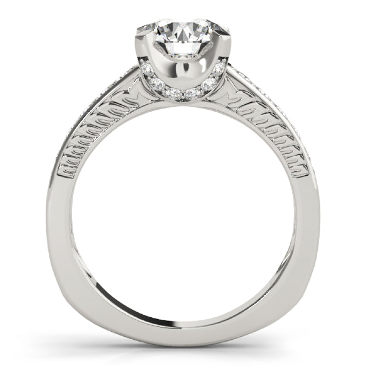 Silver Single Row Engagement Ring Channel Set