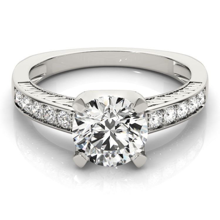 Silver Single Row Engagement Ring Channel Set
