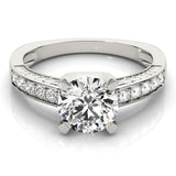 Silver Single Row Engagement Ring Channel Set