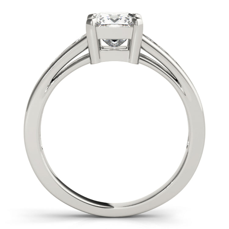 Silver Single Row Engagement Ring Channel Set