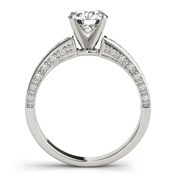 Silver Single Row Engagement Ring Prong Set