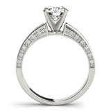 Silver Single Row Engagement Ring Prong Set
