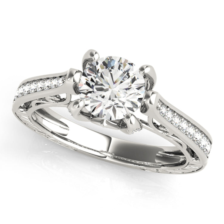 Silver Single Row Engagement Ring Prong Set
