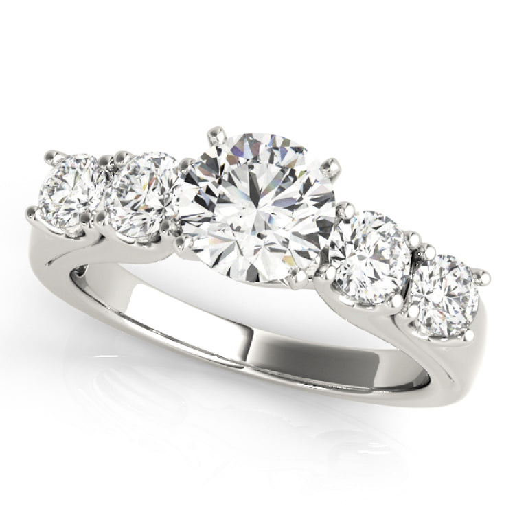 Silver Single Row Engagement Ring Prong Set