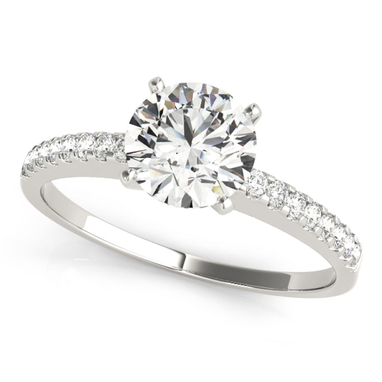 Silver Single Row Engagement Ring Prong Set