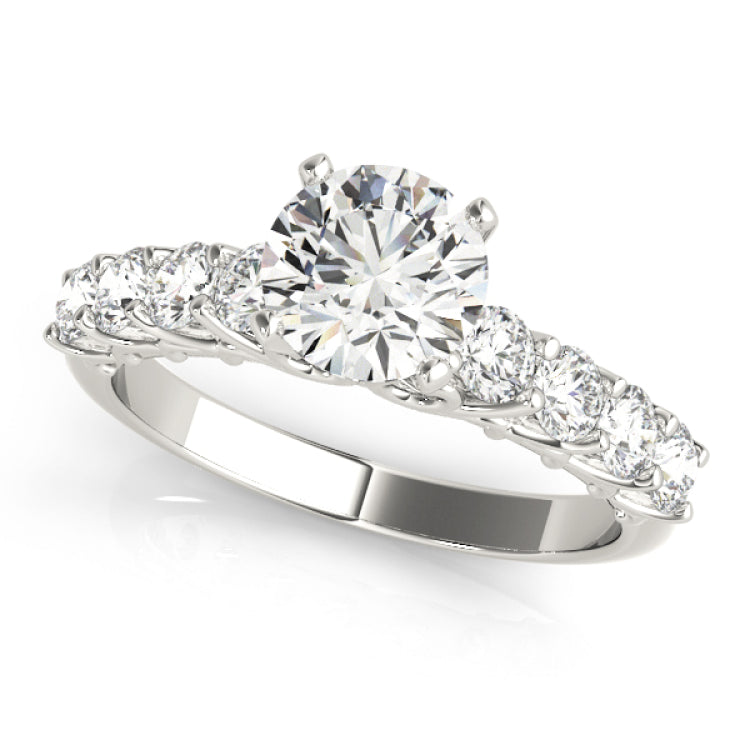 Silver Single Row Engagement Ring Prong Set