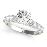 Silver Single Row Engagement Ring Prong Set