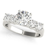 Silver Single Row Engagement Ring Prong Set