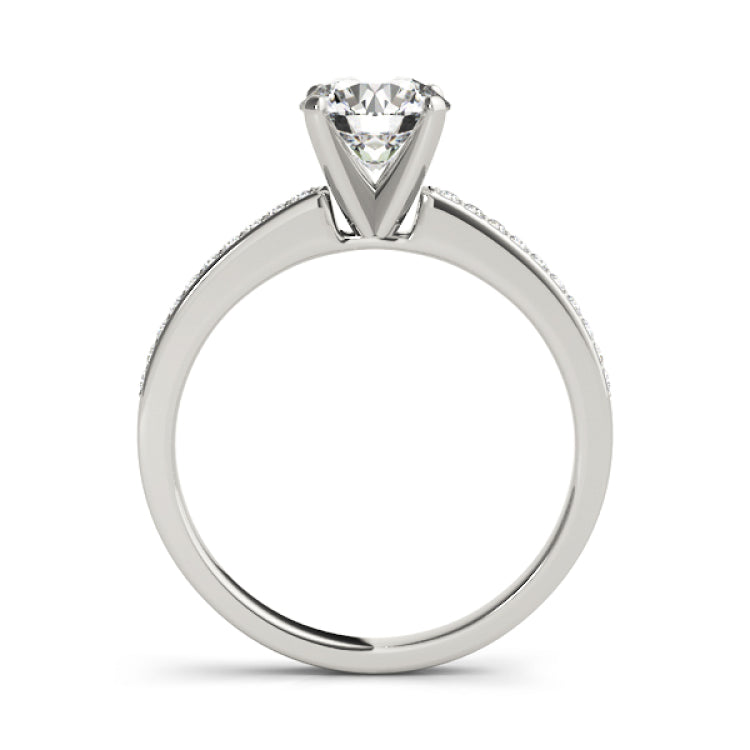 Silver Single Row Engagement Ring Channel Set
