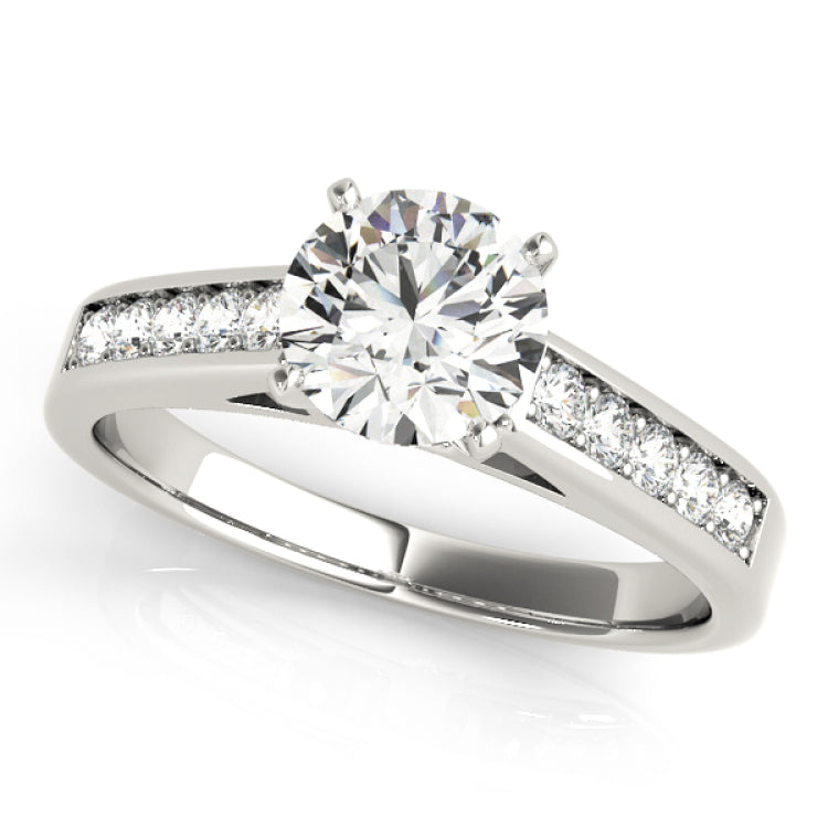 Silver Single Row Engagement Ring Prong Set
