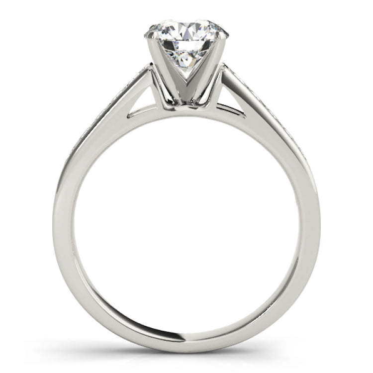 Silver Single Row Engagement Ring Prong Set