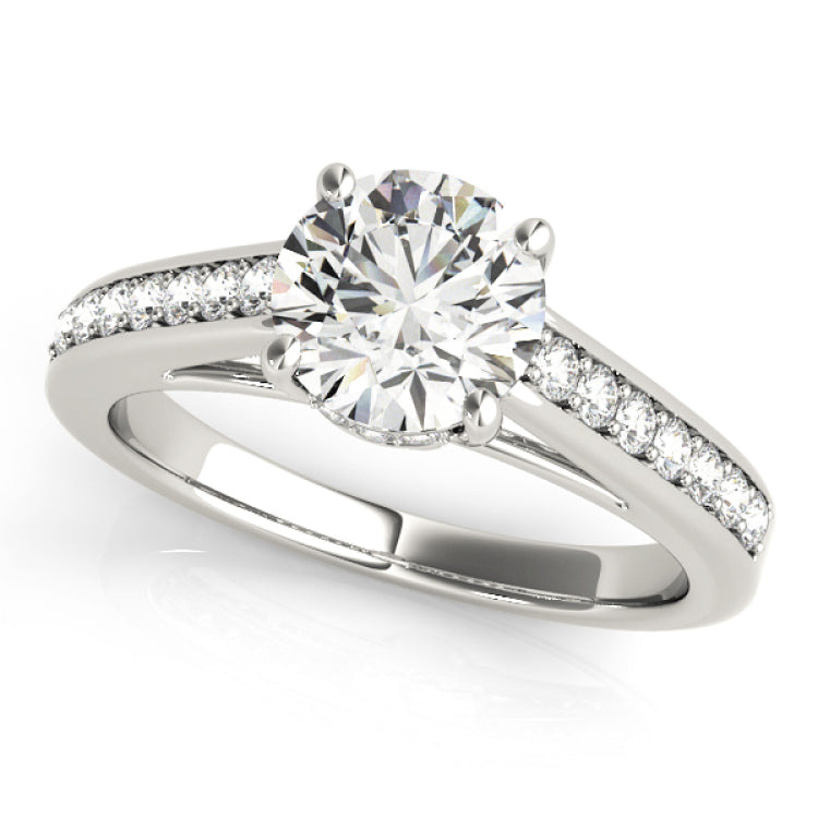 Silver Single Row Engagement Ring Prong Set
