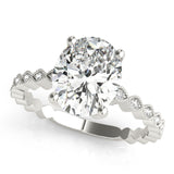Silver Single Row Engagement Ring Prong Set