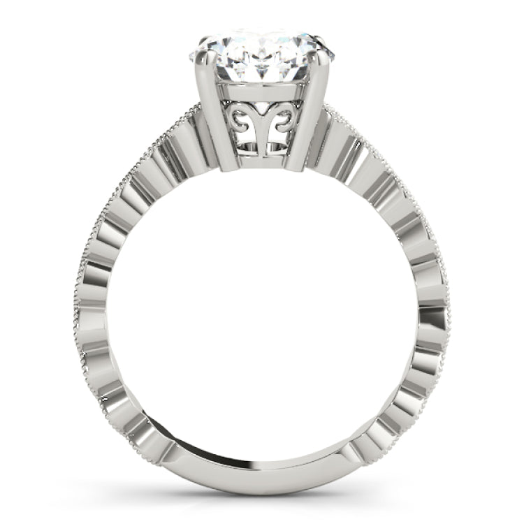 Silver Single Row Engagement Ring Prong Set