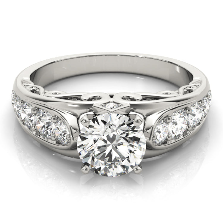 Silver Single Row Engagement Ring Prong Set