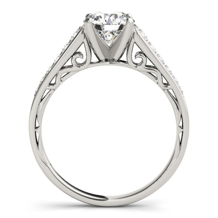 Silver Single Row Engagement Ring Prong Set