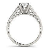 Silver Single Row Engagement Ring Prong Set
