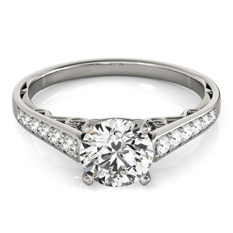 Silver Single Row Engagement Ring Prong Set