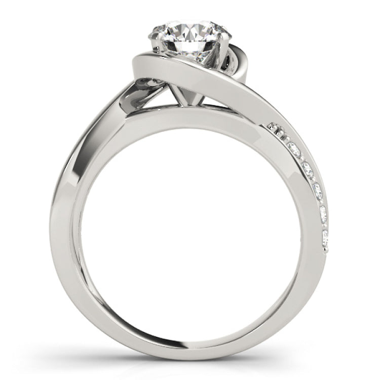 Silver Single Row Engagement Ring Prong Set