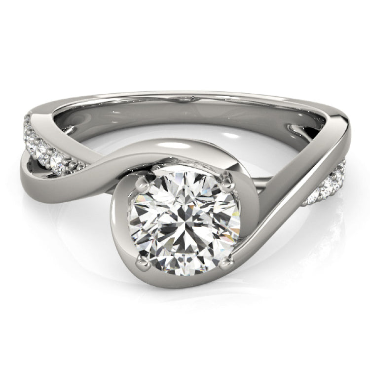 Silver Single Row Engagement Ring Prong Set