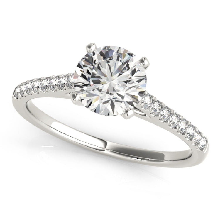 Silver Single Row Engagement Ring Prong Set