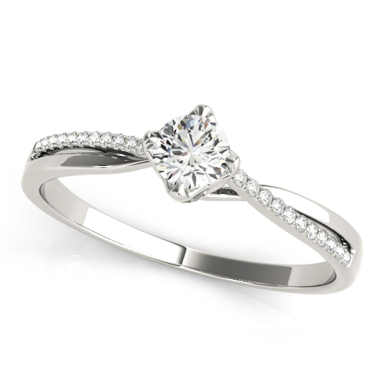 Silver Single Row Engagement Ring Prong Set