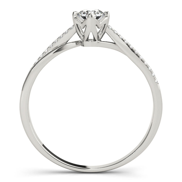 Silver Single Row Engagement Ring Prong Set